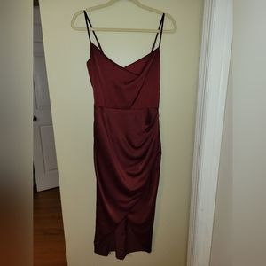 Maroon midi dress
